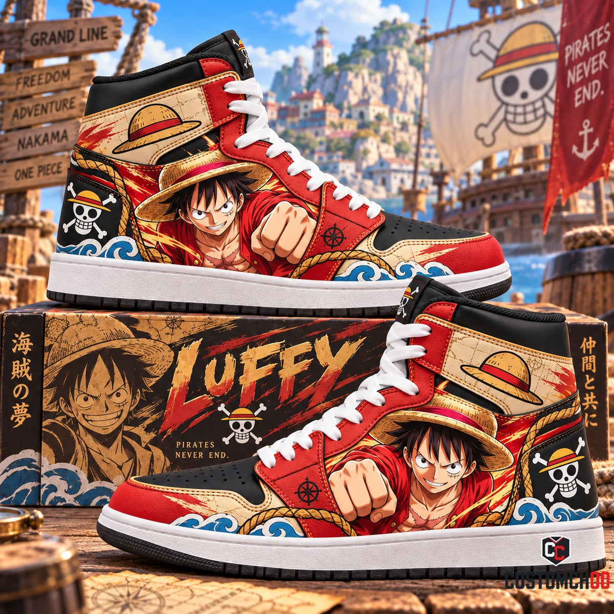 Limited Edition Luffy Fan Shoes — Anime High Top Sneaker Gift