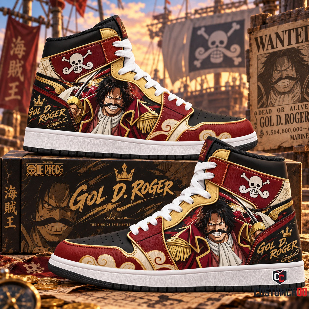 Limited Edition Gol D. Roger Fan Shoes — Anime High Top Sneaker Gift