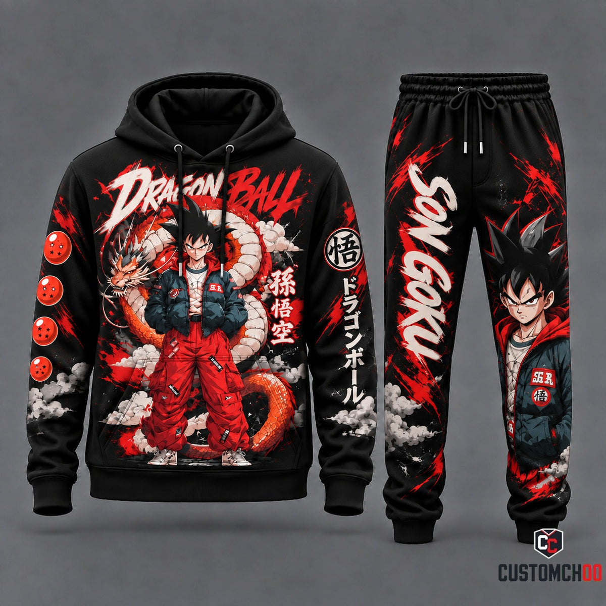 Son Goku Transformation Fan Set — Dragon Ball Hoodie & Sweatpants