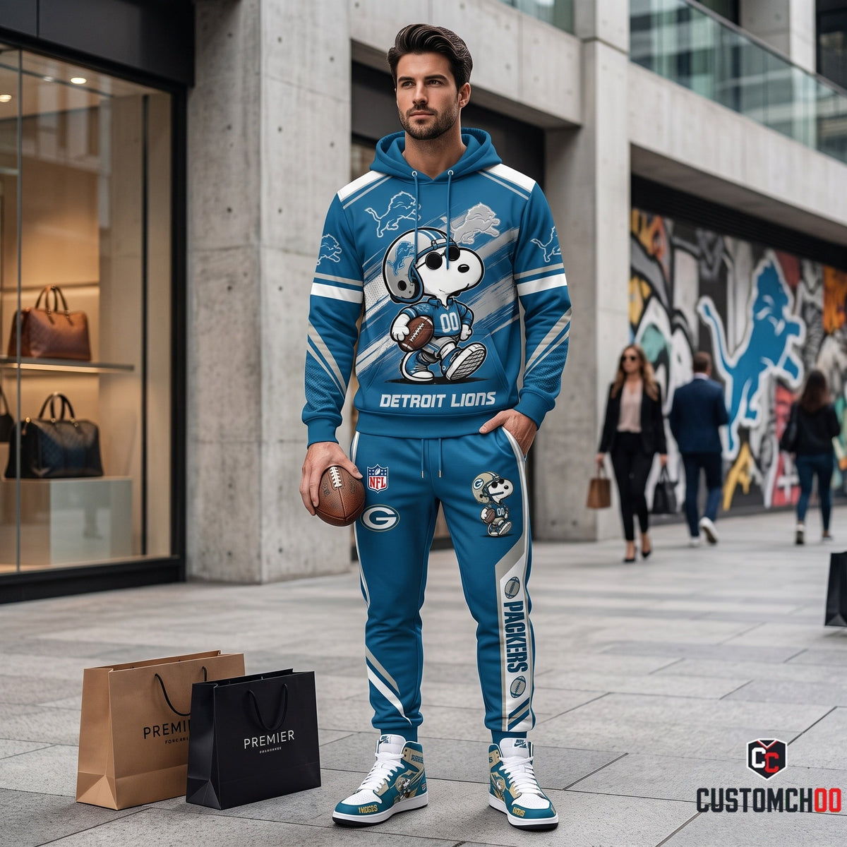 NFL Dog Football Fan Hoodie & Sweatpants & High Sneakers | All 32 Teams Available