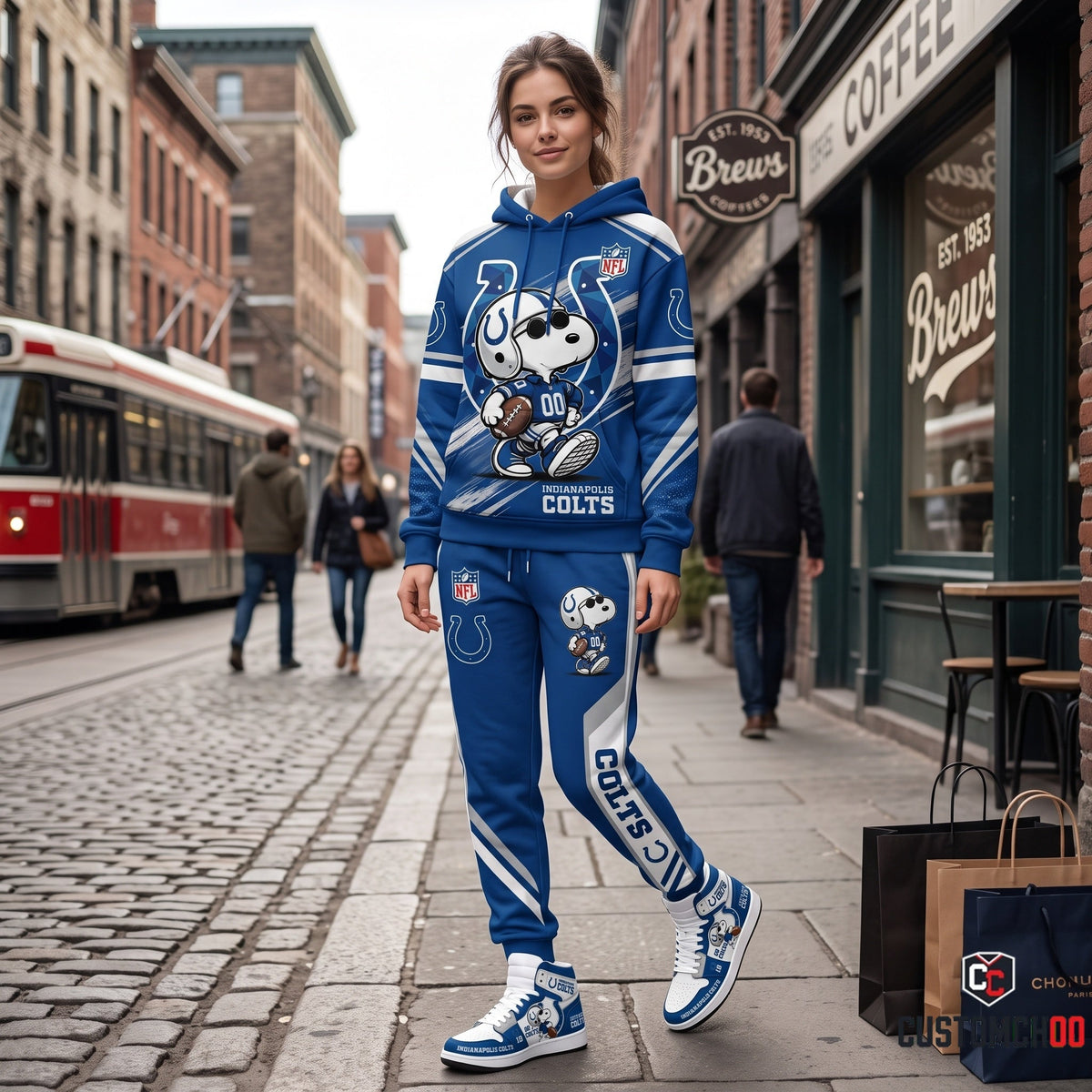 NFL Dog Football Fan Hoodie & Sweatpants & High Sneakers | All 32 Teams Available