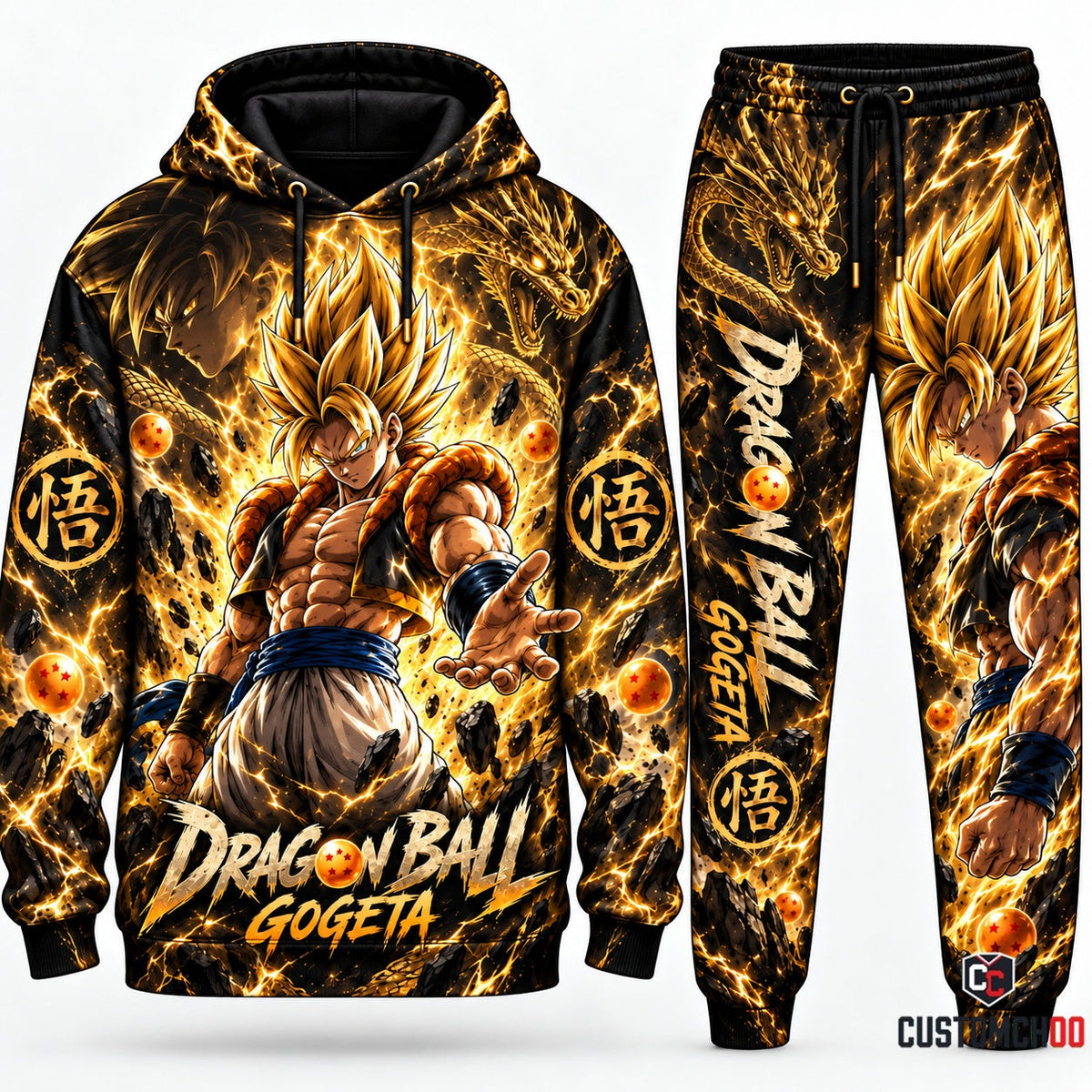 Gogeta Transformation Fan Set — Dragon Ball Hoodie & Sweatpants