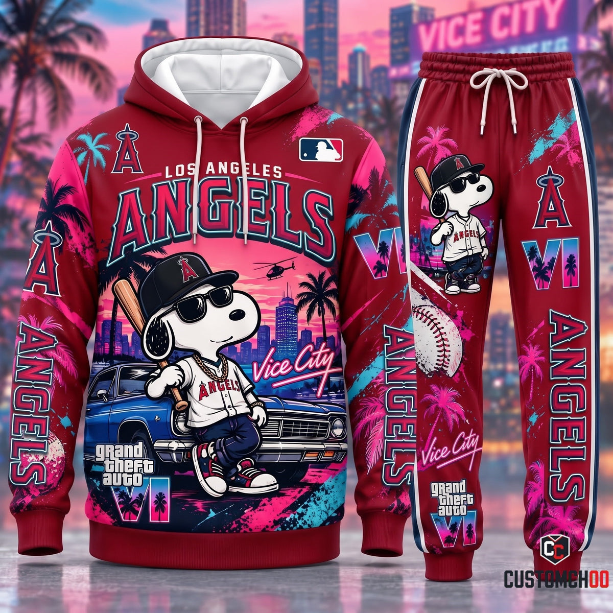 Limited Edition MLB Sport Fan Set x GTA VI x Snoopy — Hoodie & Sweatpants Set | All 30 Teams Available