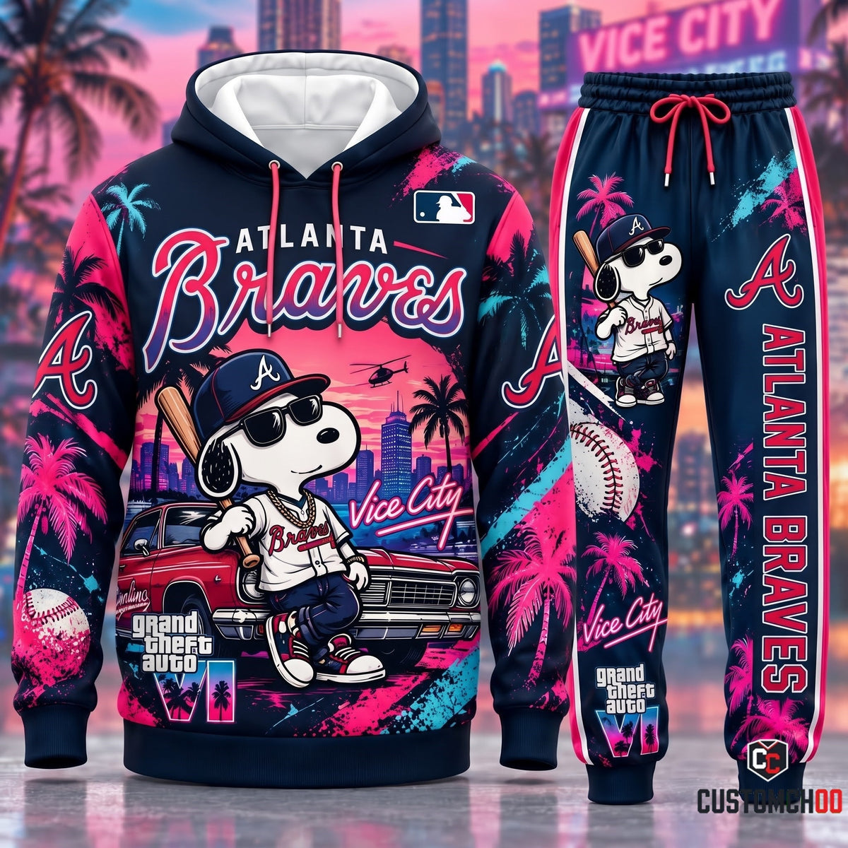 Limited Edition MLB Sport Fan Set x GTA VI x Snoopy — Hoodie & Sweatpants Set | All 30 Teams Available