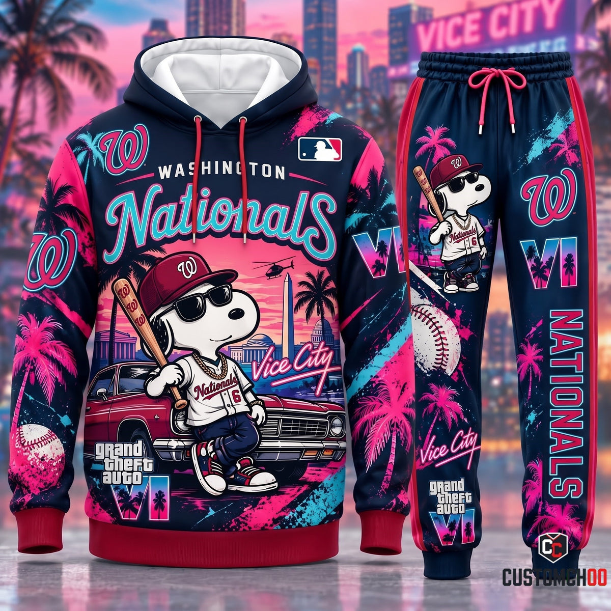 Limited Edition MLB Sport Fan Set x GTA VI x Snoopy — Hoodie & Sweatpants Set | All 30 Teams Available