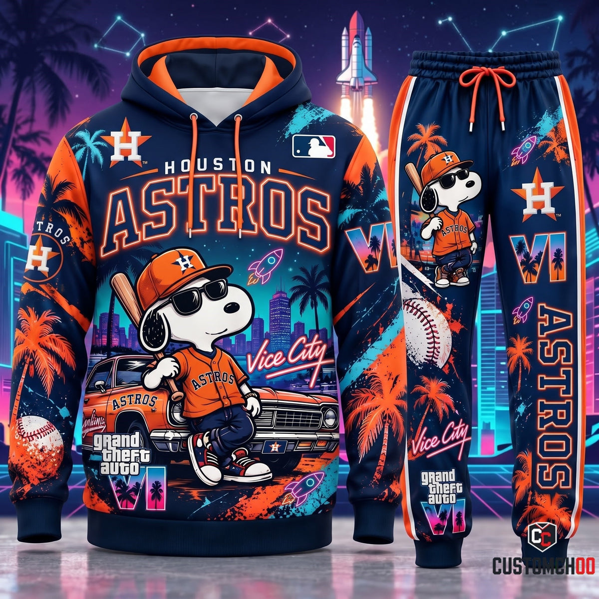 Limited Edition MLB Sport Fan Set x GTA VI x Snoopy — Hoodie & Sweatpants Set | All 30 Teams Available