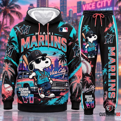 Limited Edition MLB Sport Fan Set x GTA VI x Snoopy — Hoodie & Sweatpants Set | All 30 Teams Available