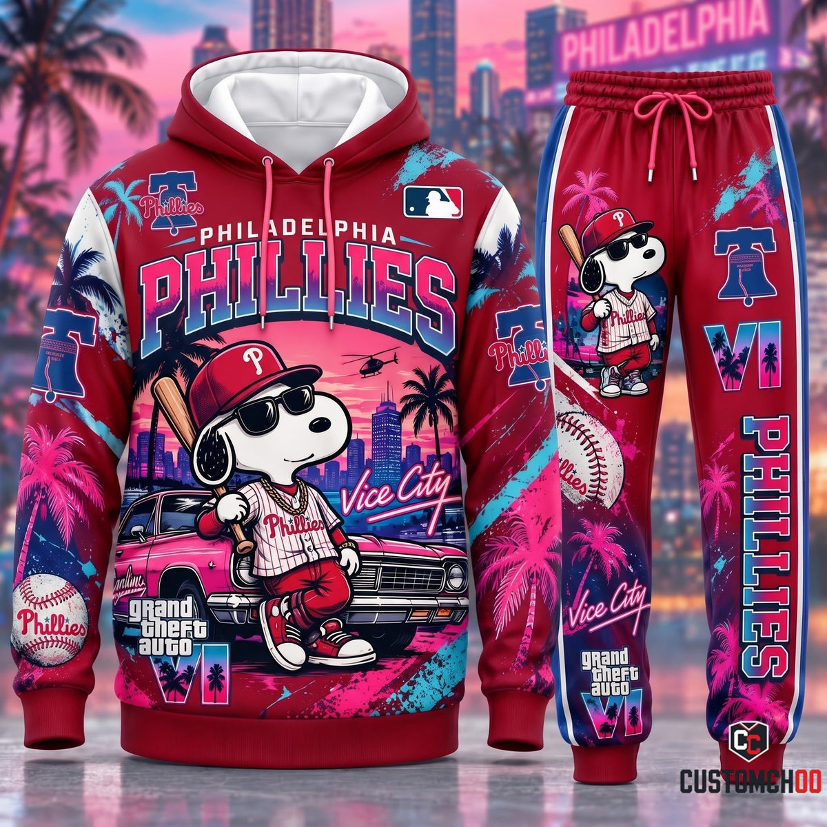 Limited Edition MLB Sport Fan Set x GTA VI x Snoopy — Hoodie & Sweatpants Set | All 30 Teams Available