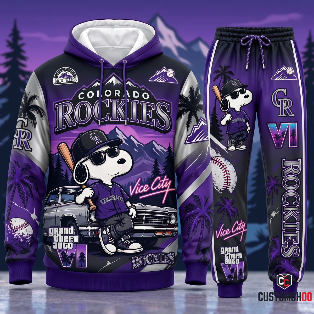 Limited Edition MLB Sport Fan Set x GTA VI x Snoopy — Hoodie & Sweatpants Set | All 30 Teams Available