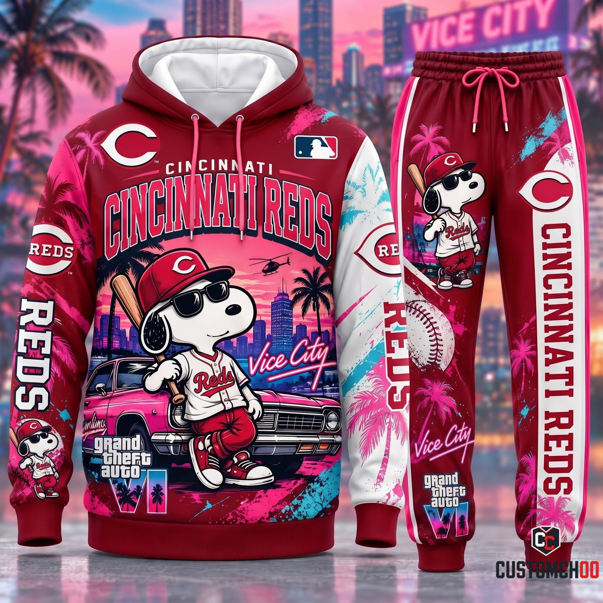 Limited Edition MLB Sport Fan Set x GTA VI x Snoopy — Hoodie & Sweatpants Set | All 30 Teams Available