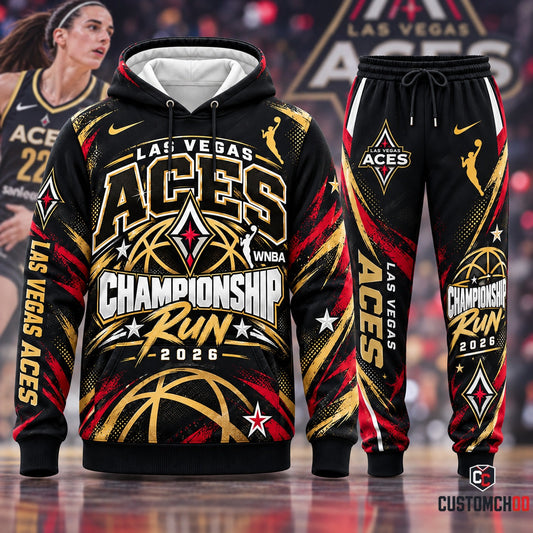 Las Vegas Aces 2026 World Champions hoodie and sweatpants fan set - front view