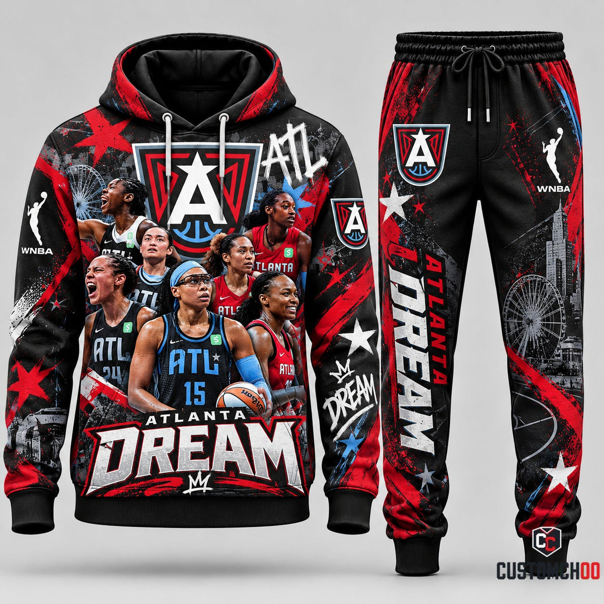 Atlanta Dream women's basketball hoodie and sweatpants fan set - Style 02
