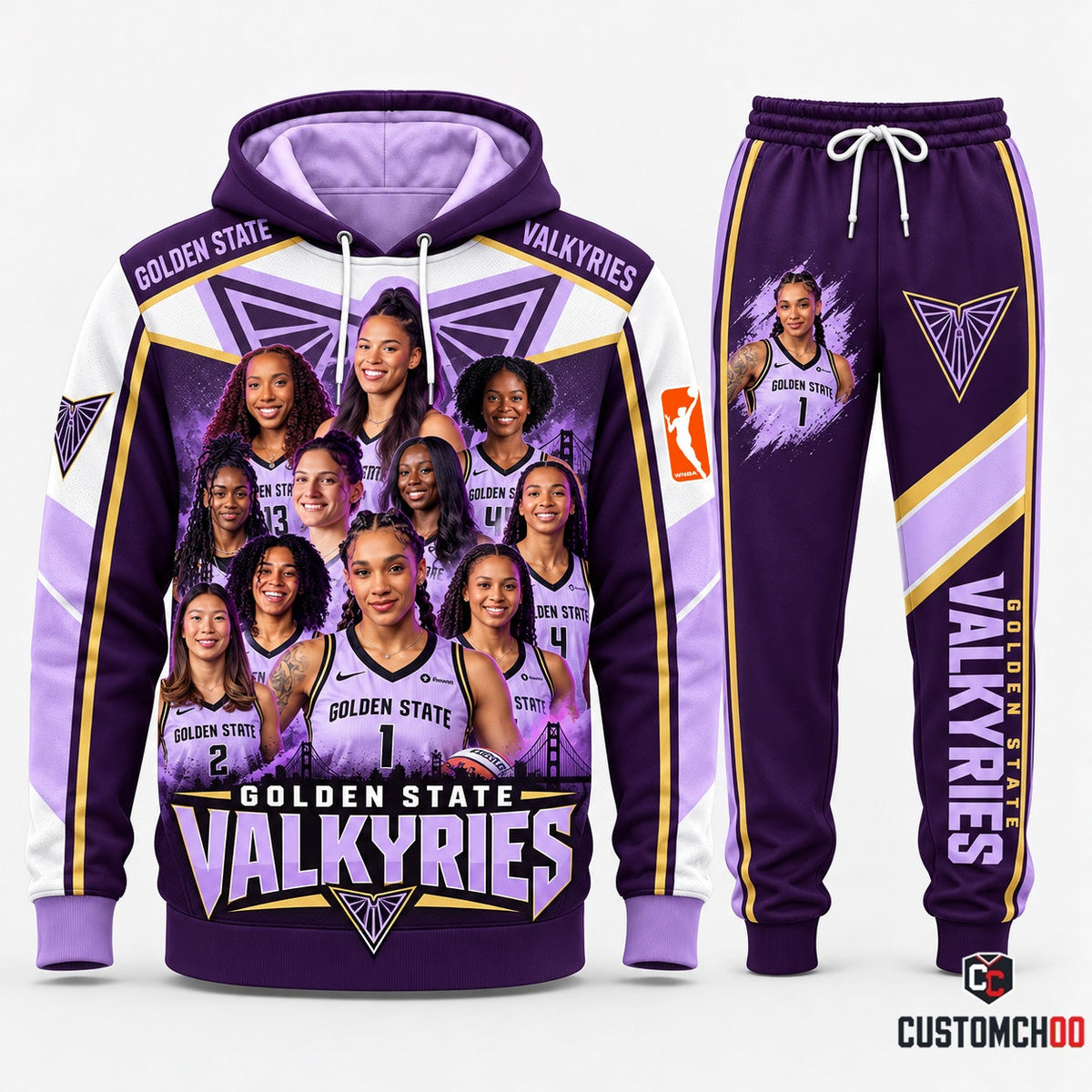 Golden State Valkyries women's basketball hoodie and sweatpants fan set - Style 01