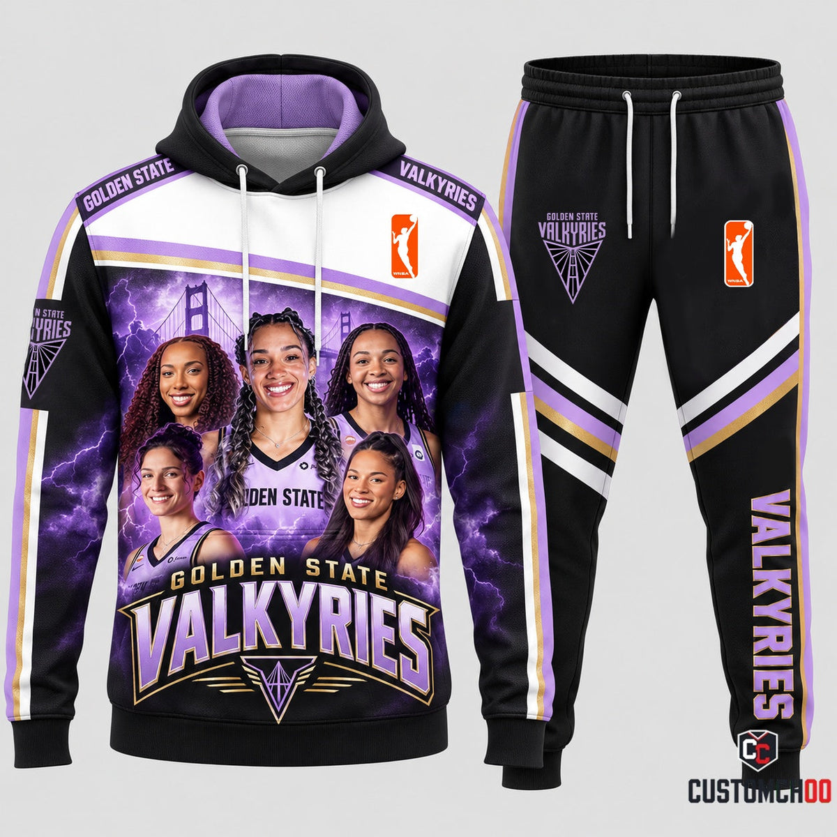 Golden State Valkyries women's basketball hoodie and sweatpants fan set - Style 02