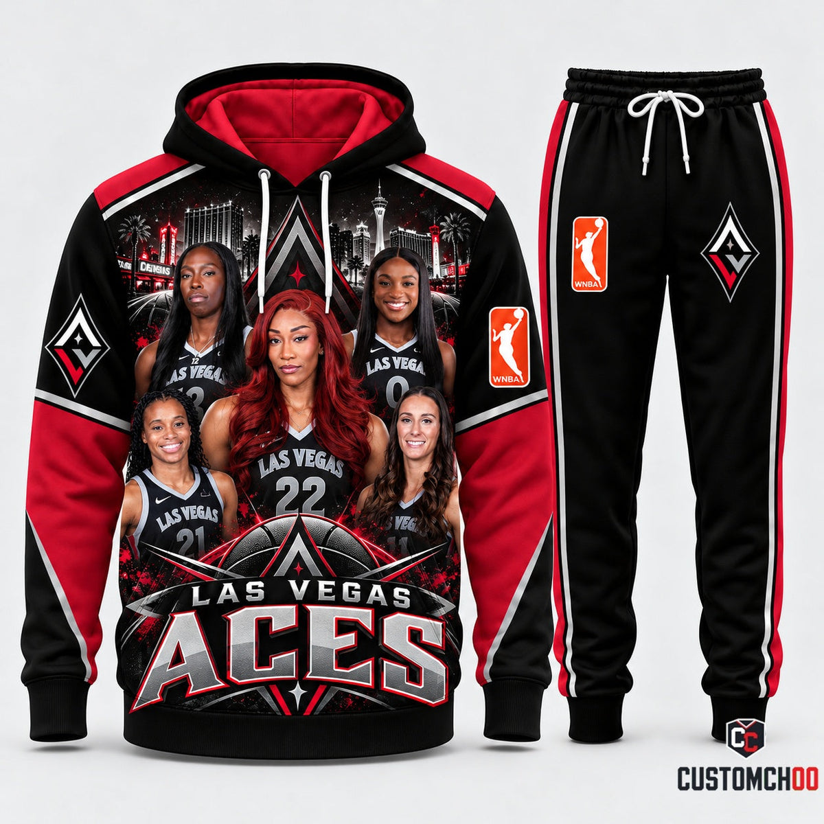 Las Vegas Aces women's basketball hoodie and sweatpants fan set - Style 01