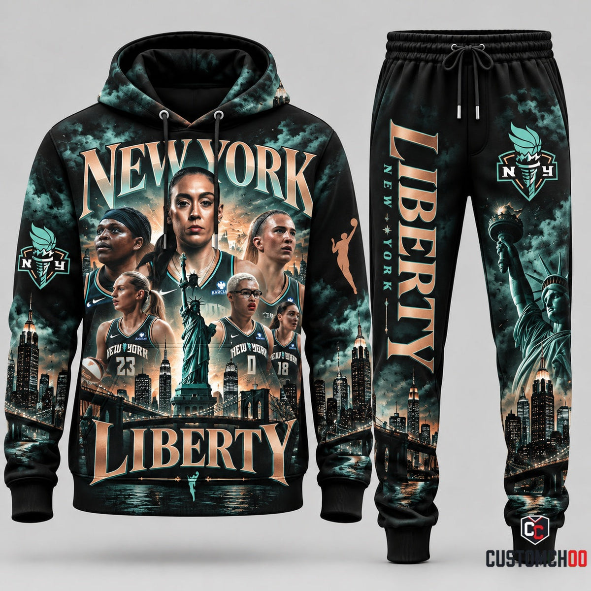 New York Liberty women's basketball hoodie and sweatpants fan set - Style 01