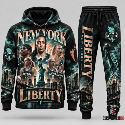 New York Liberty women's basketball hoodie and sweatpants fan set - Style 01
