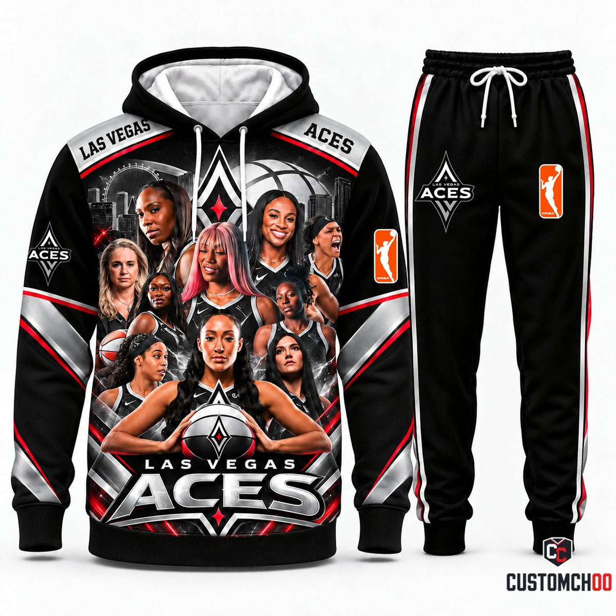 Las Vegas Aces women's basketball hoodie and sweatpants fan set - Style 04