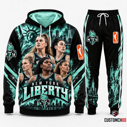 New York Liberty women's basketball hoodie and sweatpants fan set - Style 04