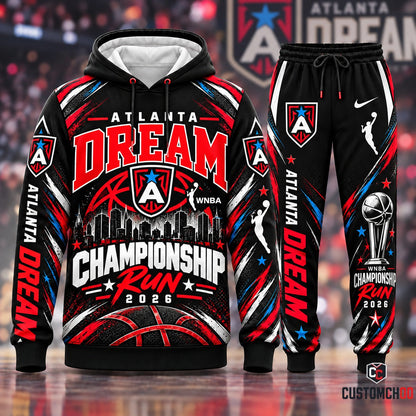 Atlanta Dream 2026 championship edition hoodie and sweatpants fan tracksuit set - front view