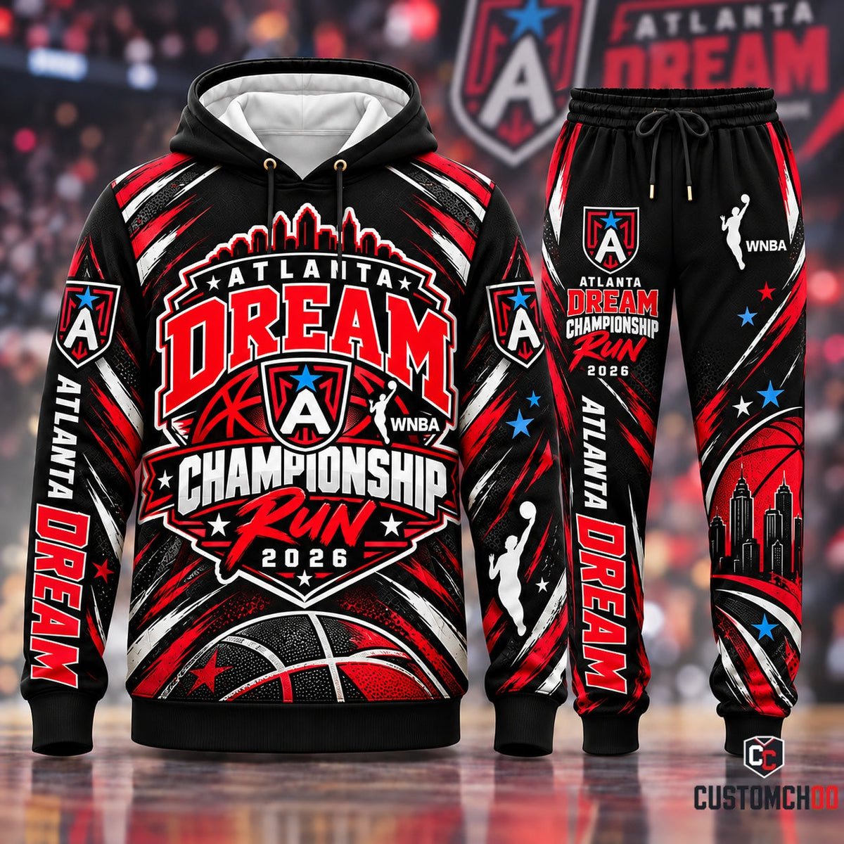 Atlanta Dream victory 2026 basketball sports fan hoodie and jogger pants set - front view