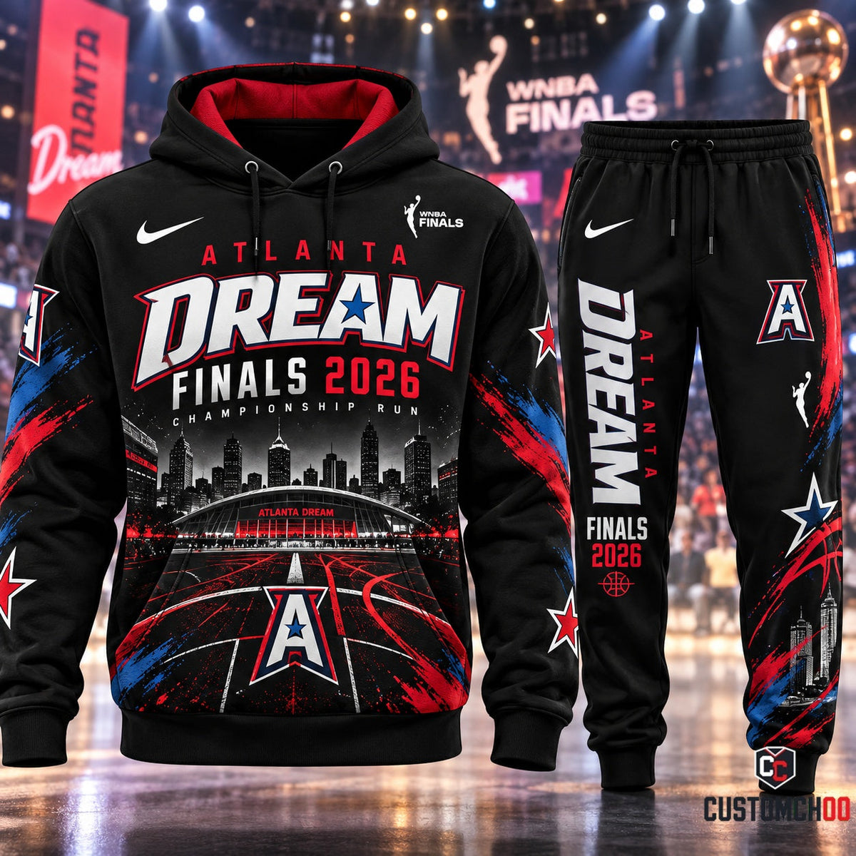 Atlanta Dream radiant finals 2026 streetwear graphic hoodie and sweatpants set - front view