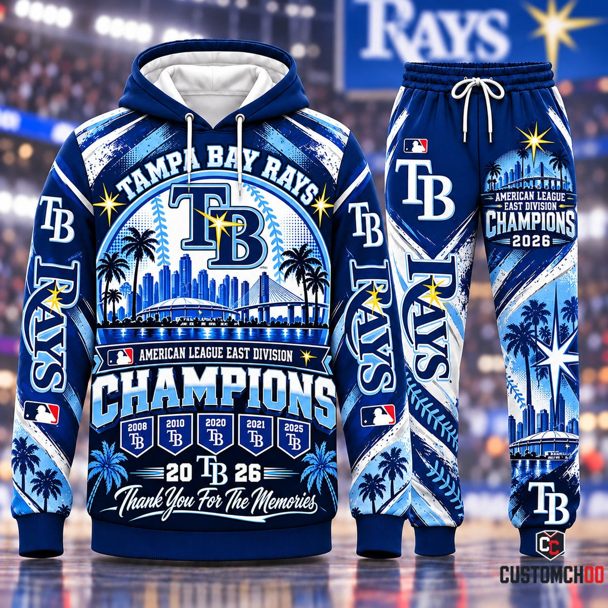 Tampa Bay Rays American League East Division Champions Dynasty Banners Hoodie and Pants Set Thank You For The Memories