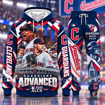 Cleveland Guardians ALCS Advanced 2026 Pullover Hoodie and Jogger Sweatpants Set featuring Progressive Field and Player Lineup