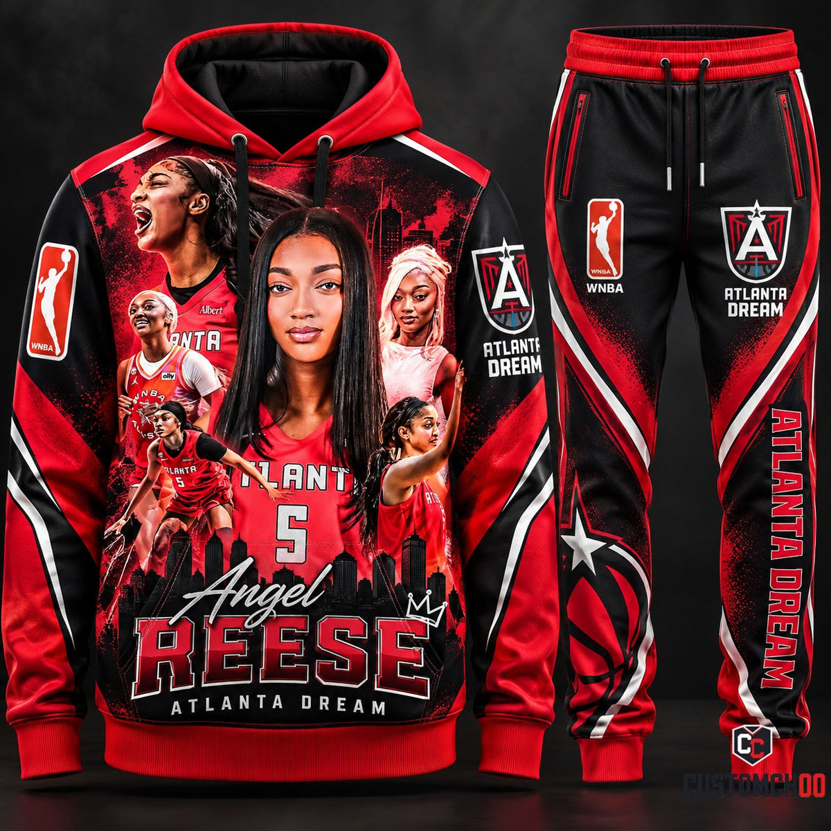 Atlanta Dream Angel Reese hoodie and sweatpants fan set - Style 04