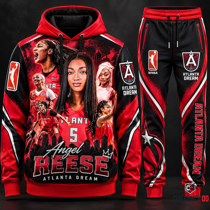 Atlanta Dream Angel Reese hoodie and sweatpants fan set - Style 04