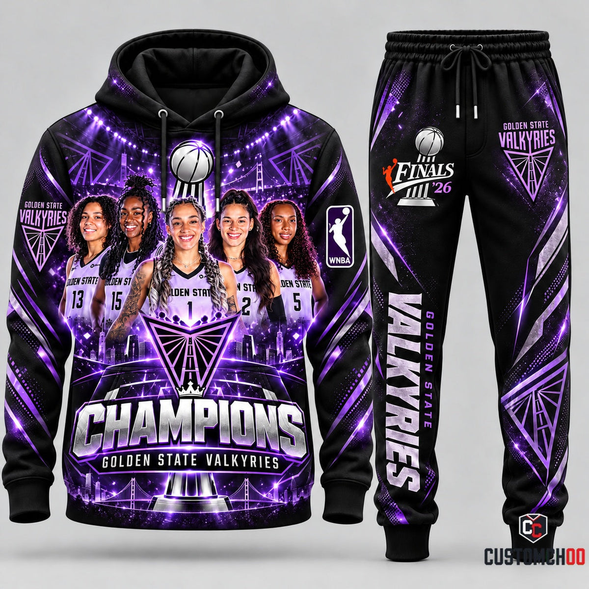 Golden State Valkyries Champions hoodie and sweatpants fan set - Style 05