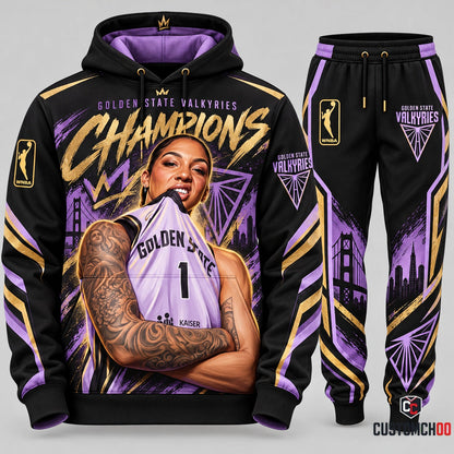 Golden State Valkyries Champions hoodie and sweatpants fan set - Style 08