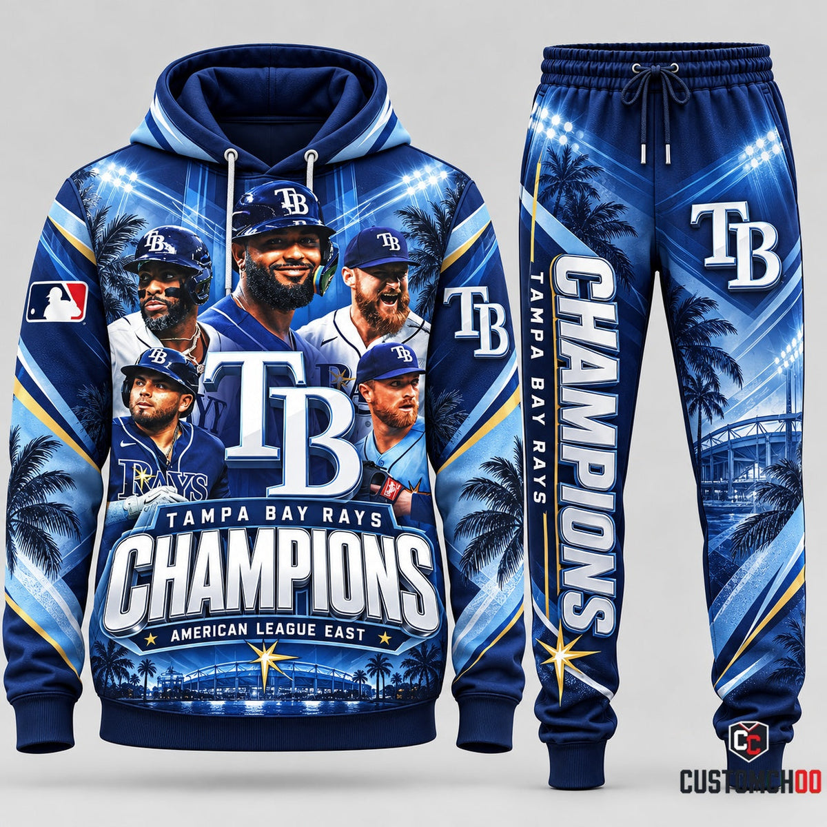 Tampa Bay Rays Baseball hoodie and sweatpants fan set - Style 03