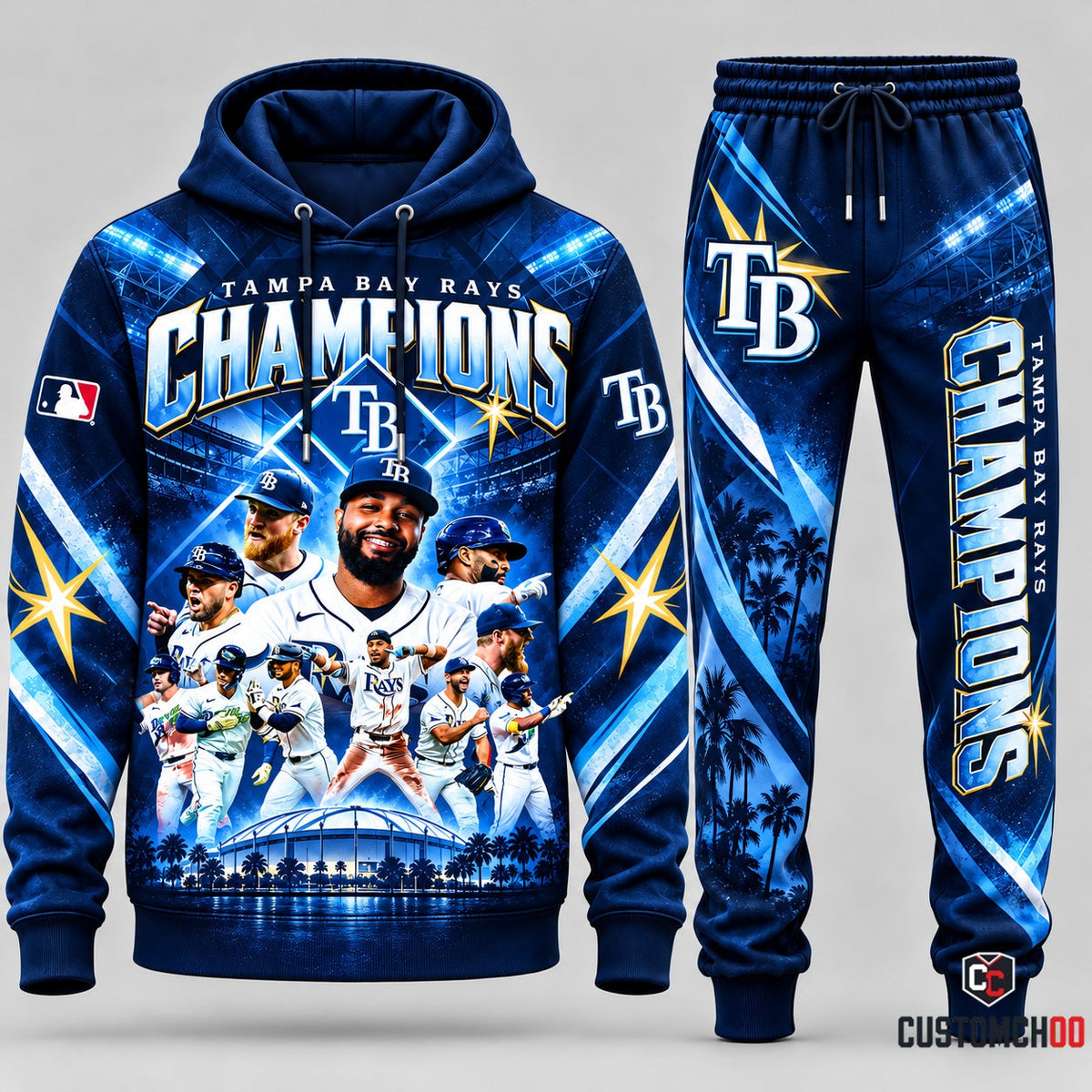 Tampa Bay Rays Baseball hoodie and sweatpants fan set - Style 04