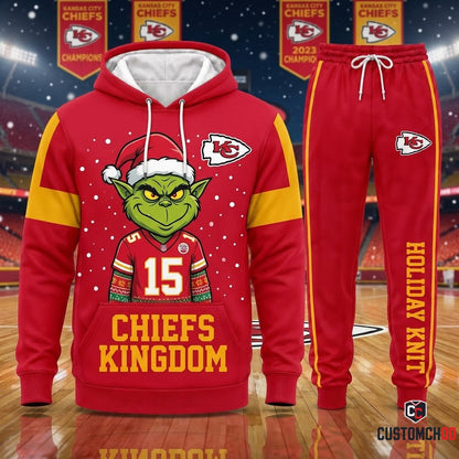 Kansas City Chiefs grinch-inspired christmas hoodie and sweatpants tracksuit set – Ugly Knitted Sweater Chiefs