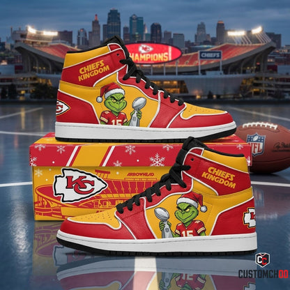 Kansas City Chiefs grinch-inspired christmas fan sneakers – Grinch Stole The Super Bowl