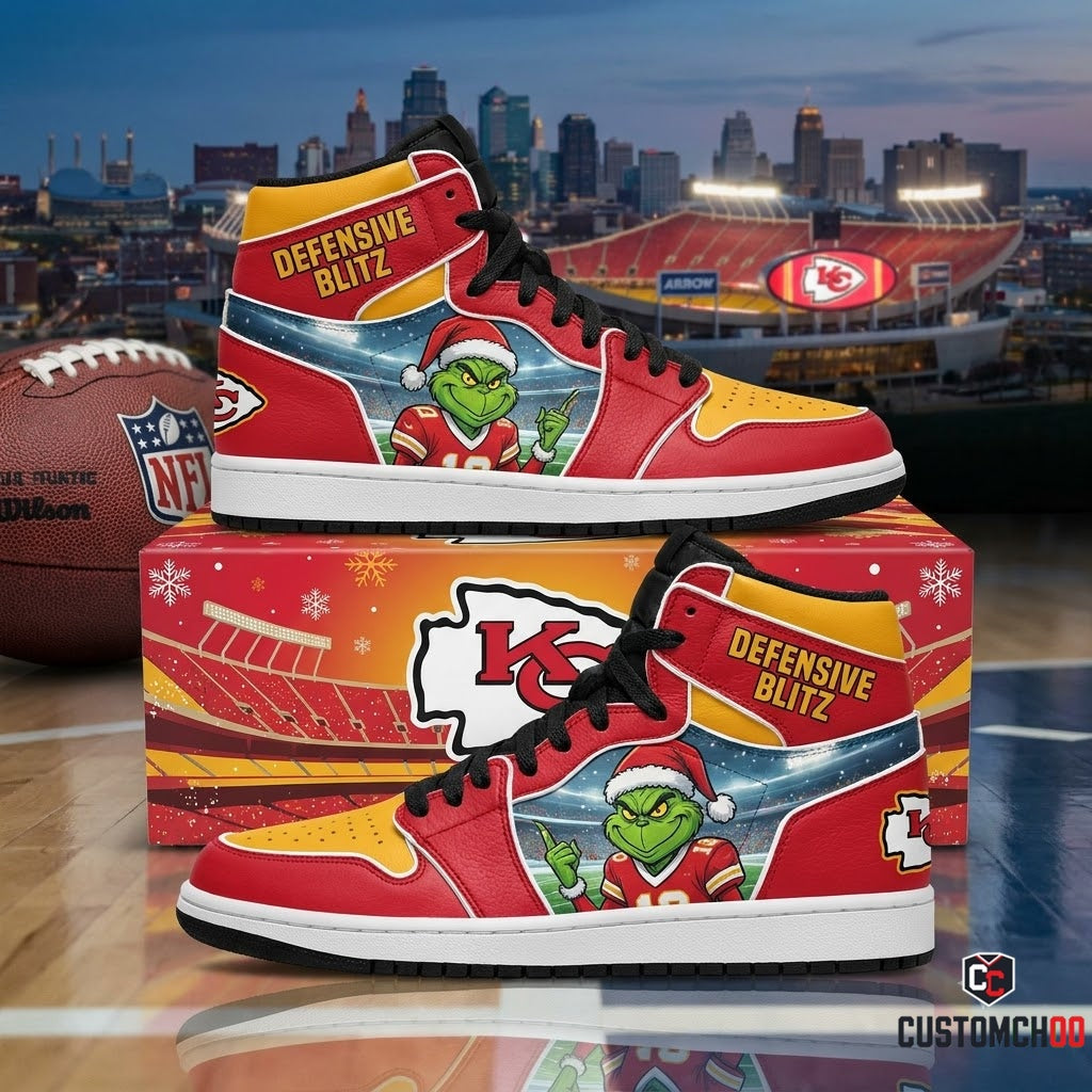 Kansas City Chiefs grinch-inspired christmas fan sneakers – Stink Stank Stunk Defense