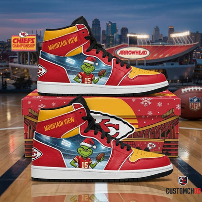 Kansas City Chiefs grinch-inspired christmas fan sneakers – Mount Crumpit Overlook Arrowhead