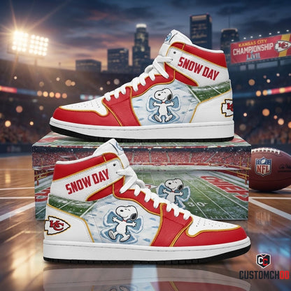 Kansas City Chiefs snoopy-inspired christmas fan sneakers – Blizzard Snow Angel