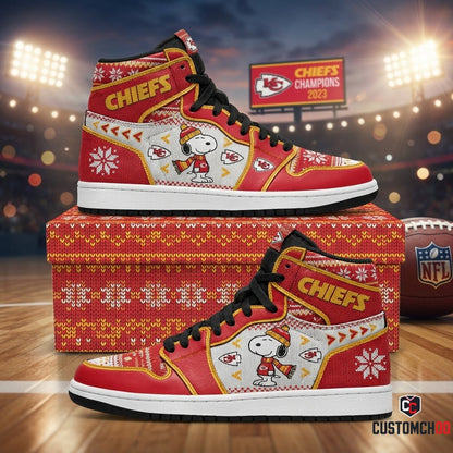 Kansas City Chiefs snoopy-inspired christmas fan sneakers – Ugly Sweater Peanuts Chiefs