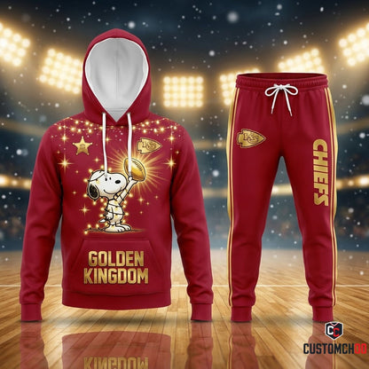 Kansas City Chiefs snoopy-inspired christmas hoodie and sweatpants tracksuit set – Gold Rush Holiday Lights