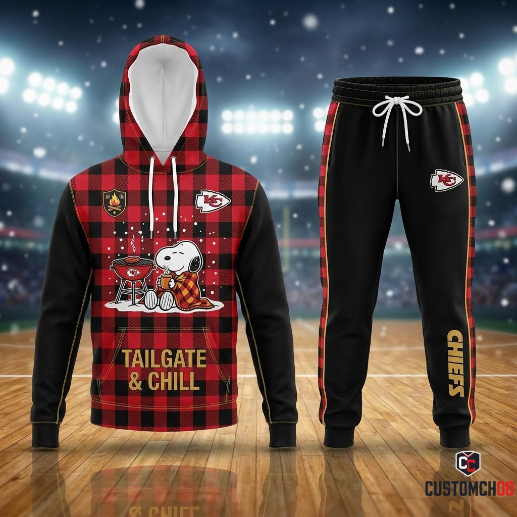 Kansas City Chiefs snoopy-inspired christmas hoodie and sweatpants tracksuit set – Plaid Flannel Tailgate