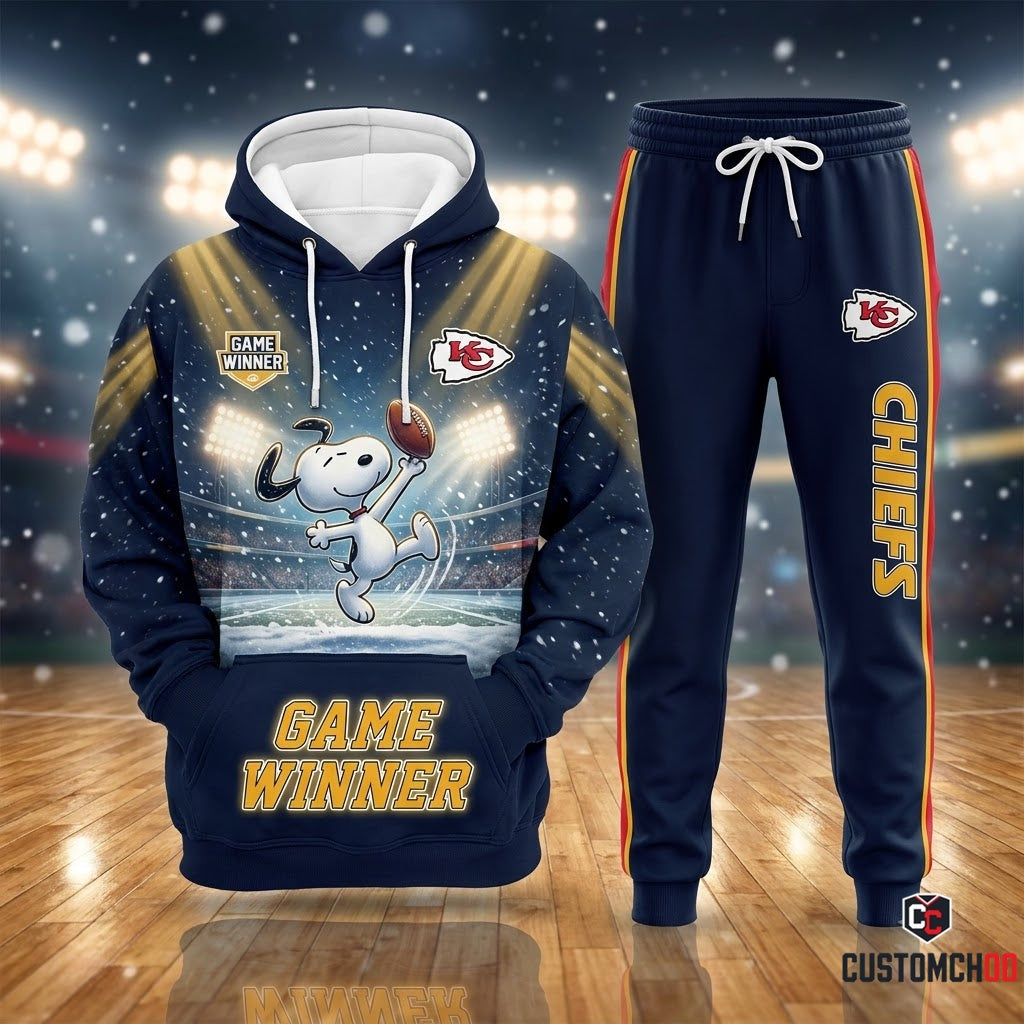 Kansas City Chiefs snoopy-inspired christmas hoodie and sweatpants tracksuit set – Blizzard Night Floodlights
