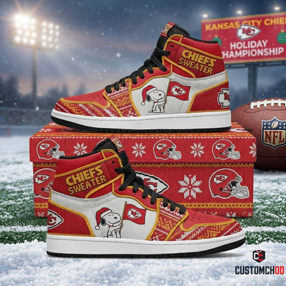 Kansas City Chiefs snoopy-inspired holiday fan sneakers – Ugly Holiday Sweater Chiefs