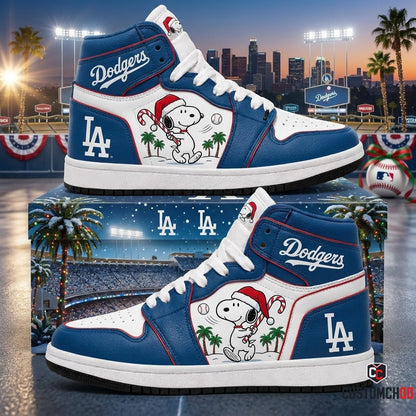 Los Angeles Dodgers snoopy-inspired christmas fan sneakers – Dodgers Snoopy Santa Homerun