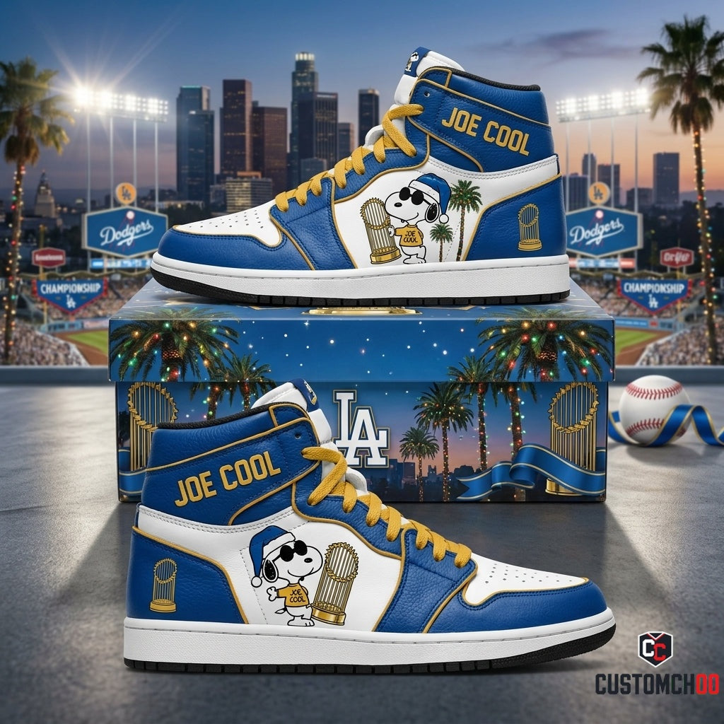 Los Angeles Dodgers snoopy-inspired christmas fan sneakers – Dodgers Snoopy Joe Cool World Series