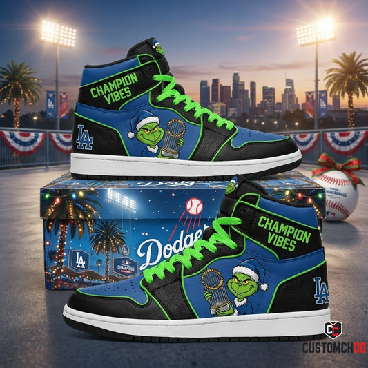 Los Angeles Dodgers grinch-inspired christmas fan sneakers – Dodgers Grinch Stole The World Series
