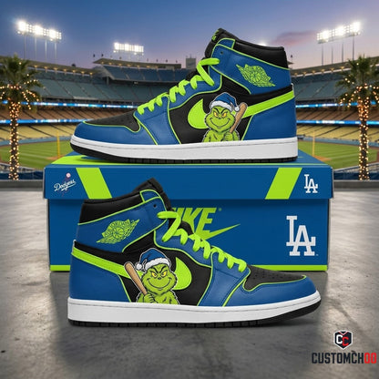 Los Angeles Dodgers grinch-inspired christmas fan sneakers – Dodgers Grinch Grand Slam Heist