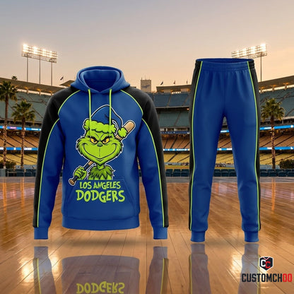 Los Angeles Dodgers grinch-inspired christmas hoodie and sweatpants tracksuit set – Dodgers Grinch Stink Stank Stunk Giants
