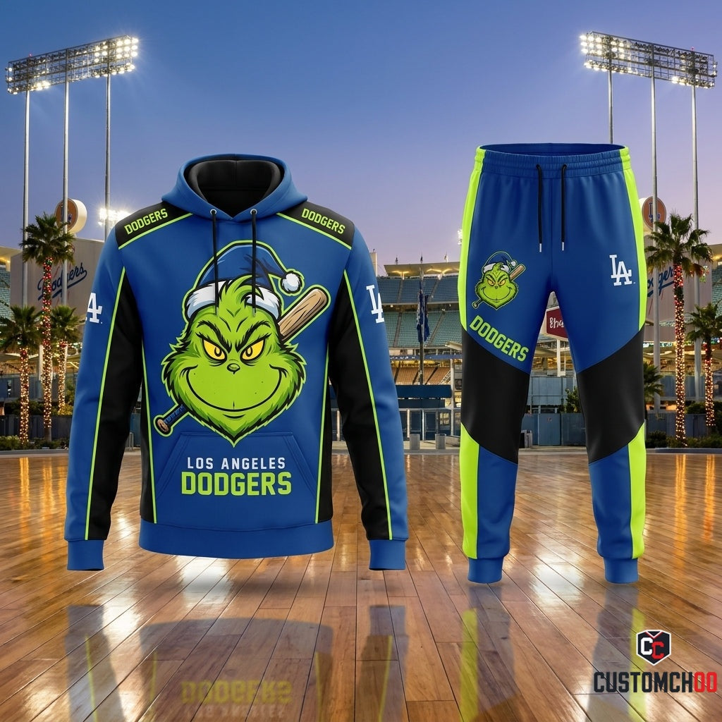 Los Angeles Dodgers grinch-inspired christmas hoodie and sweatpants tracksuit set – Dodgers Grinch Vintage '90s Bootleg
